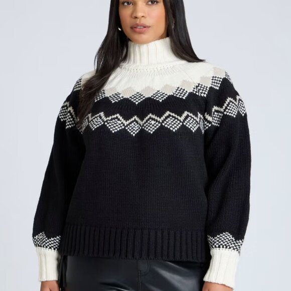 Eloquii Nordic Mockneck Sweater | Size 14/16 | NWT | Cozy Stretch Knit | Easy Fi - Picture 1 of 7